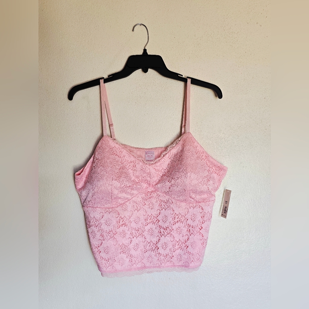 Pink Lace Camisole Crop Top
